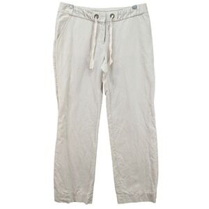 J Crew Pants Womens City Fit Linen Blend Wide Leg Khaki Drawstring Pockets Sz 6